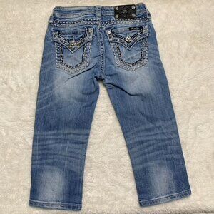 Miss Me Girls Embroidered Capri Denim Jeans Size 14 x 16"